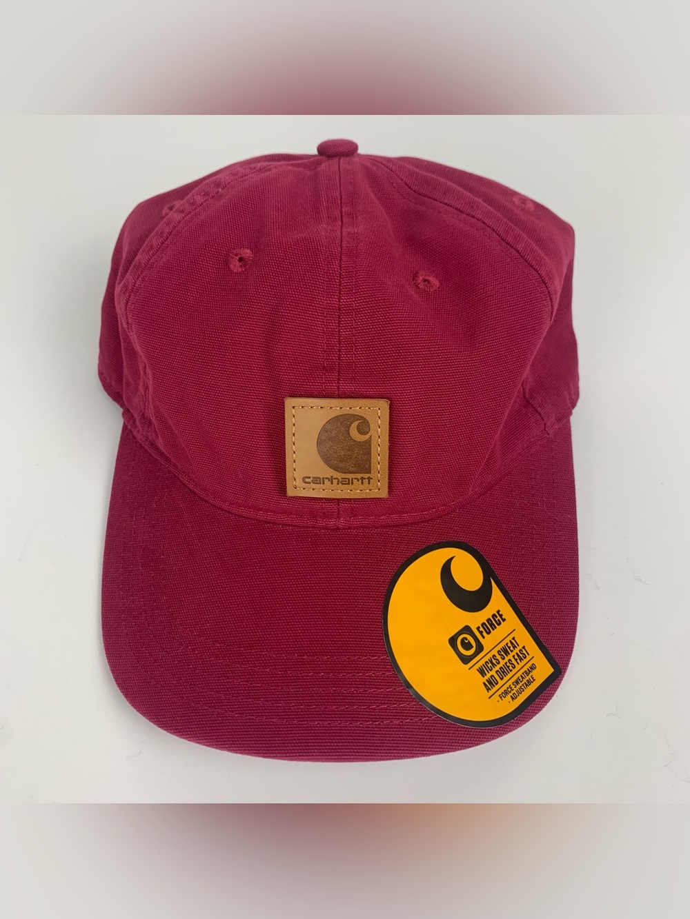 Carhartt Force Hat Red Canvas Sweat Wicking Adjustable Work Cap 100289 R61